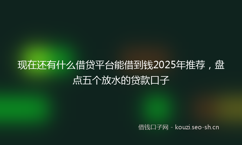现在还有什么借贷平台能借到钱2025年推荐，盘点五个放水的贷款口子
