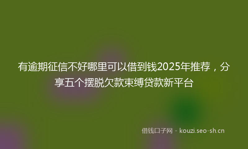 有逾期征信不好哪里可以借到钱2025年推荐，分享五个摆脱欠款束缚贷款新平台