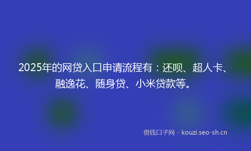 2025年的网贷入口申请流程有：还呗、超人卡、融逸花、随身贷、小米贷款等。