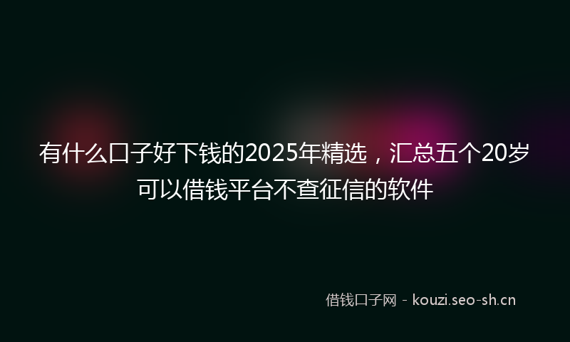 有什么口子好下钱的2025年精选，汇总五个20岁可以借钱平台不查征信的软件