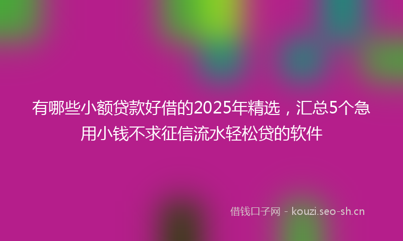 有哪些小额贷款好借的2025年精选，汇总5个急用小钱不求征信流水轻松贷的软件