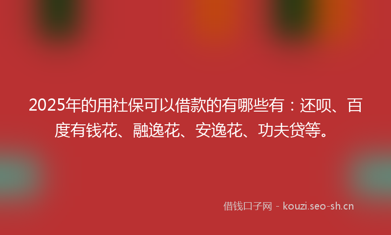 2025年的用社保可以借款的有哪些有：还呗、百度有钱花、融逸花、安逸花、功夫贷等。