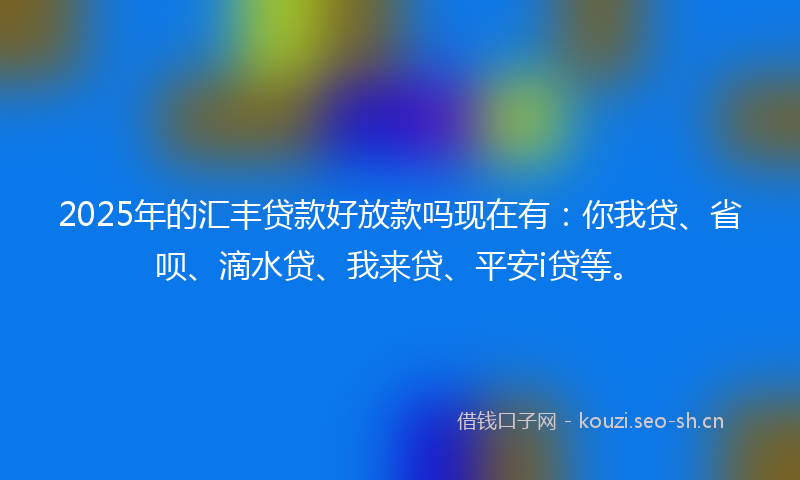 2025年的汇丰贷款好放款吗现在有：你我贷、省呗、滴水贷、我来贷、平安i贷等。