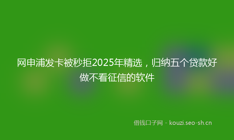 网申浦发卡被秒拒2025年精选，归纳五个贷款好做不看征信的软件