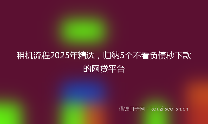 租机流程2025年精选，归纳5个不看负债秒下款的网贷平台