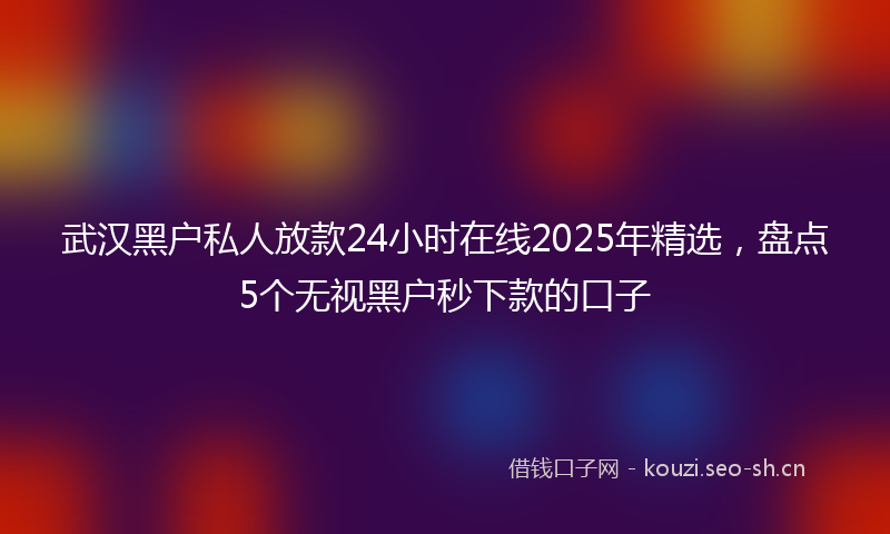 武汉黑户私人放款24小时在线2025年精选，盘点5个无视黑户秒下款的口子