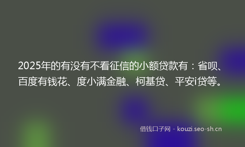 2025年的有没有不看征信的小额贷款有：省呗、百度有钱花、度小满金融、柯基贷、平安i贷等。
