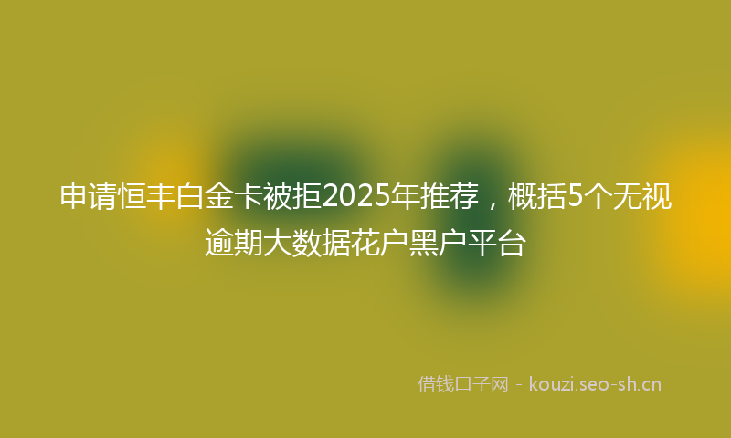 申请恒丰白金卡被拒2025年推荐，概括5个无视逾期大数据花户黑户平台