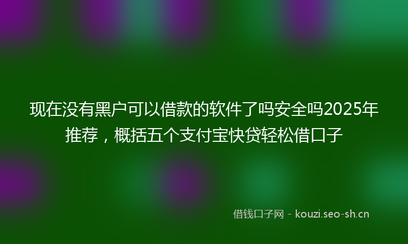 现在没有黑户可以借款的软件了吗安全吗2025年推荐，概括五个支付宝快贷轻松借口子