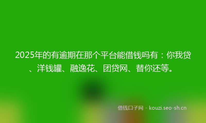 2025年的有逾期在那个平台能借钱吗有：你我贷、洋钱罐、融逸花、团贷网、替你还等。