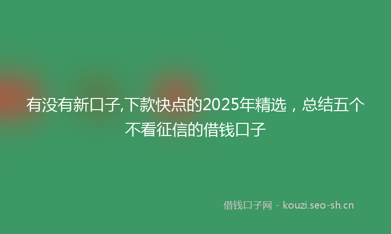 有没有新口子,下款快点的2025年精选，总结五个不看征信的借钱口子