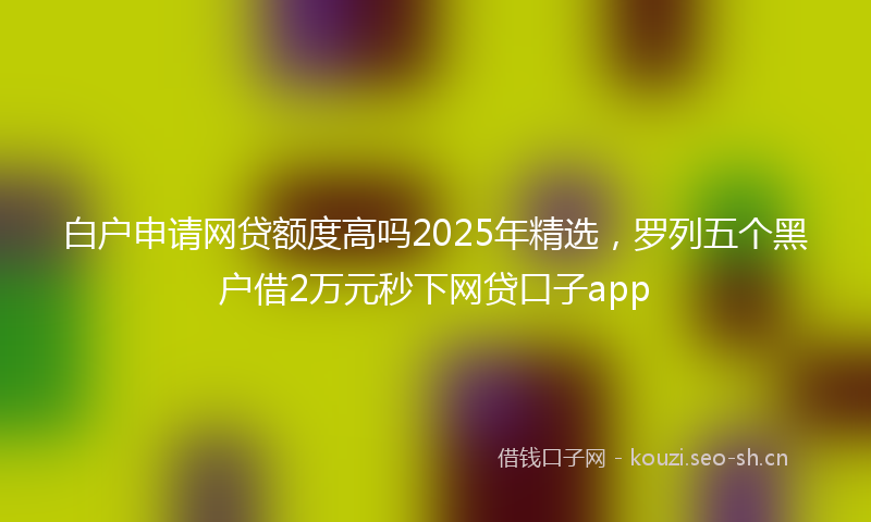 白户申请网贷额度高吗2025年精选，罗列五个黑户借2万元秒下网贷口子app