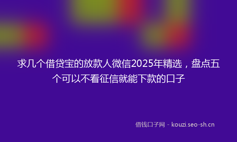 求几个借贷宝的放款人微信2025年精选，盘点五个可以不看征信就能下款的口子