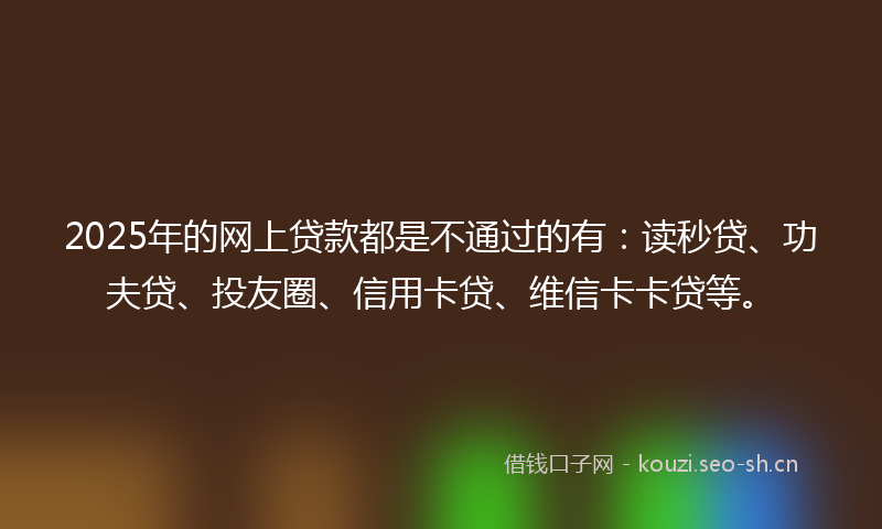 2025年的网上贷款都是不通过的有：读秒贷、功夫贷、投友圈、信用卡贷、维信卡卡贷等。