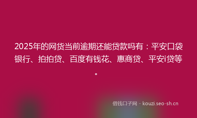 2025年的网货当前逾期还能贷款吗有：平安口袋银行、拍拍贷、百度有钱花、惠商贷、平安i贷等。