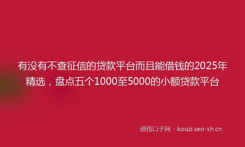 有没有不查征信的贷款平台而且能借钱的2025年精选，盘点五个1000至5000的小额贷款平台