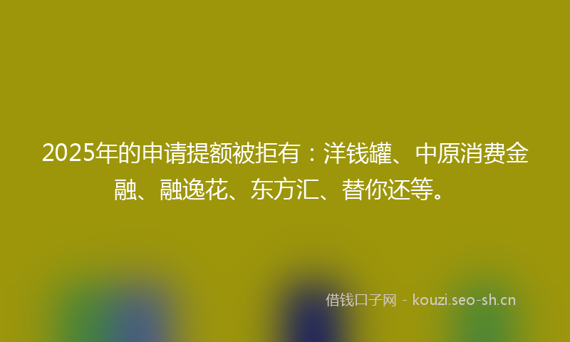 2025年的申请提额被拒有：洋钱罐、中原消费金融、融逸花、东方汇、替你还等。
