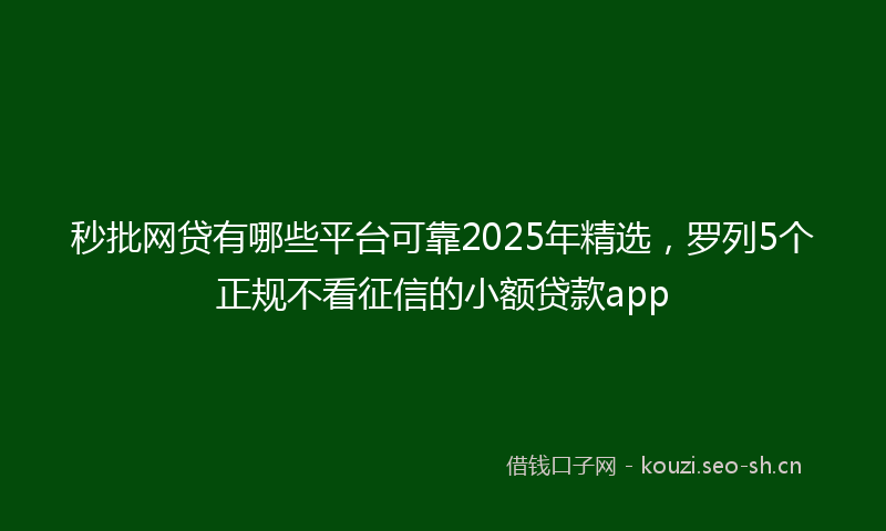 秒批网贷有哪些平台可靠2025年精选，罗列5个正规不看征信的小额贷款app