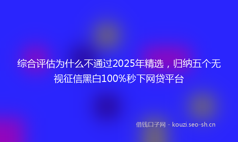综合评估为什么不通过2025年精选，归纳五个无视征信黑白100%秒下网贷平台