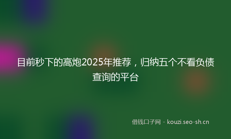目前秒下的高炮2025年推荐，归纳五个不看负债查询的平台