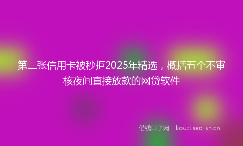 第二张信用卡被秒拒2025年精选，概括五个不审核夜间直接放款的网贷软件