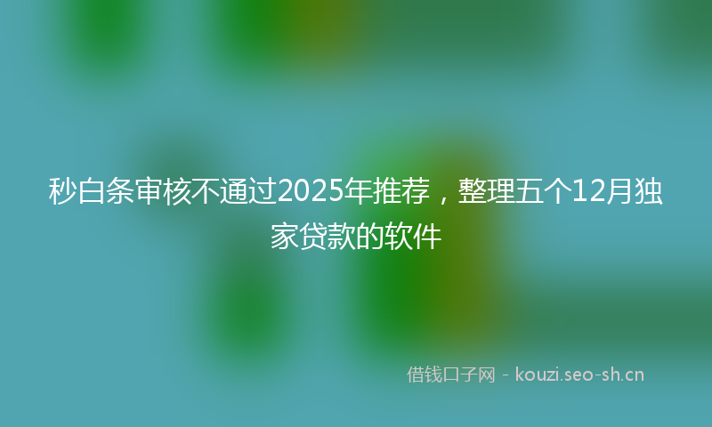 秒白条审核不通过2025年推荐，整理五个12月独家贷款的软件