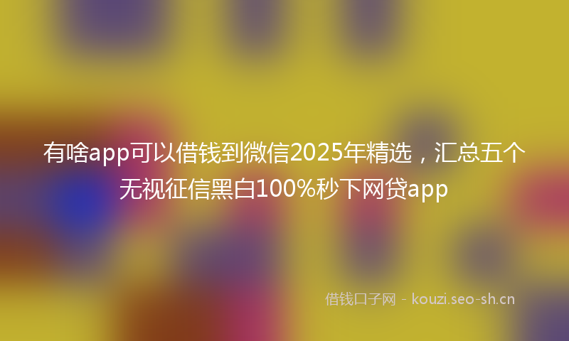 有啥app可以借钱到微信2025年精选，汇总五个无视征信黑白100%秒下网贷app