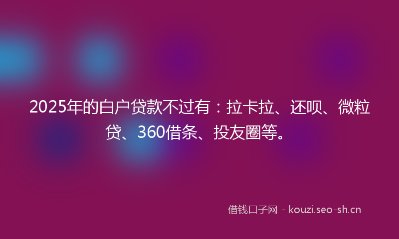 2025年的白户贷款不过有：拉卡拉、还呗、微粒贷、360借条、投友圈等。