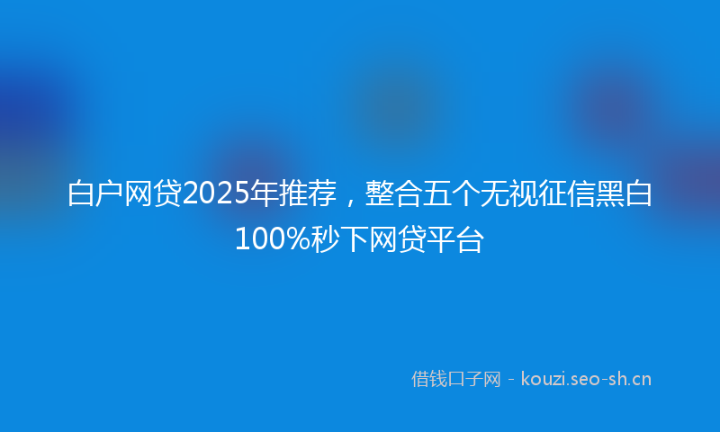 白户网贷2025年推荐，整合五个无视征信黑白100%秒下网贷平台