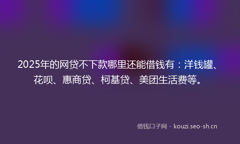 2025年的网贷不下款哪里还能借钱有：洋钱罐、花呗、惠商贷、柯基贷、美团生活费等。