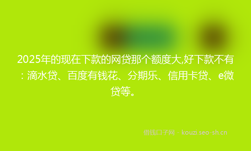 2025年的现在下款的网贷那个额度大,好下款不有：滴水贷、百度有钱花、分期乐、信用卡贷、e微贷等。