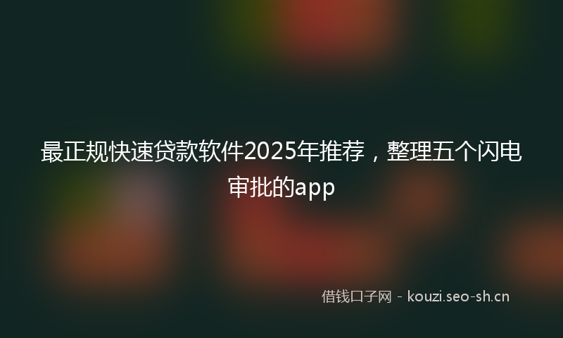 最正规快速贷款软件2025年推荐，整理五个闪电审批的app