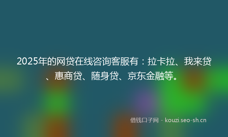 2025年的网贷在线咨询客服有：拉卡拉、我来贷、惠商贷、随身贷、京东金融等。