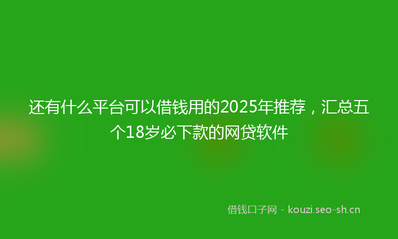 还有什么平台可以借钱用的2025年推荐，汇总五个18岁必下款的网贷软件
