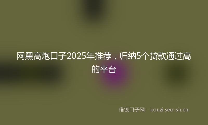 网黑高炮口子2025年推荐，归纳5个贷款通过高的平台