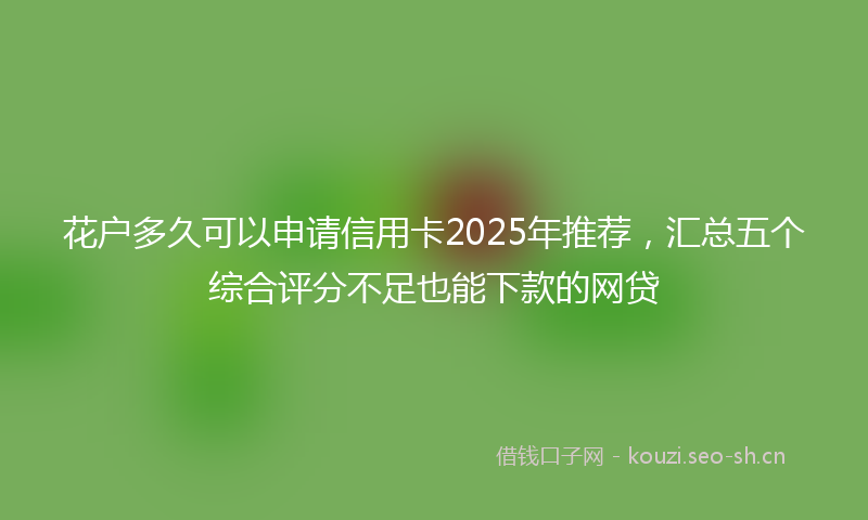 花户多久可以申请信用卡2025年推荐，汇总五个综合评分不足也能下款的网贷
