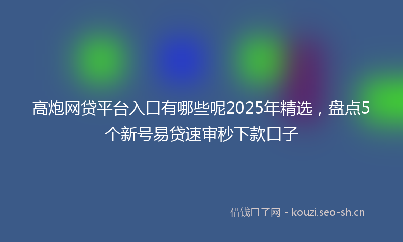 高炮网贷平台入口有哪些呢2025年精选，盘点5个新号易贷速审秒下款口子