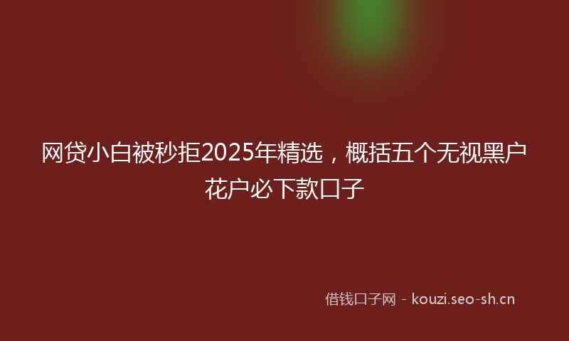 网贷小白被秒拒2025年精选，概括五个无视黑户花户必下款口子