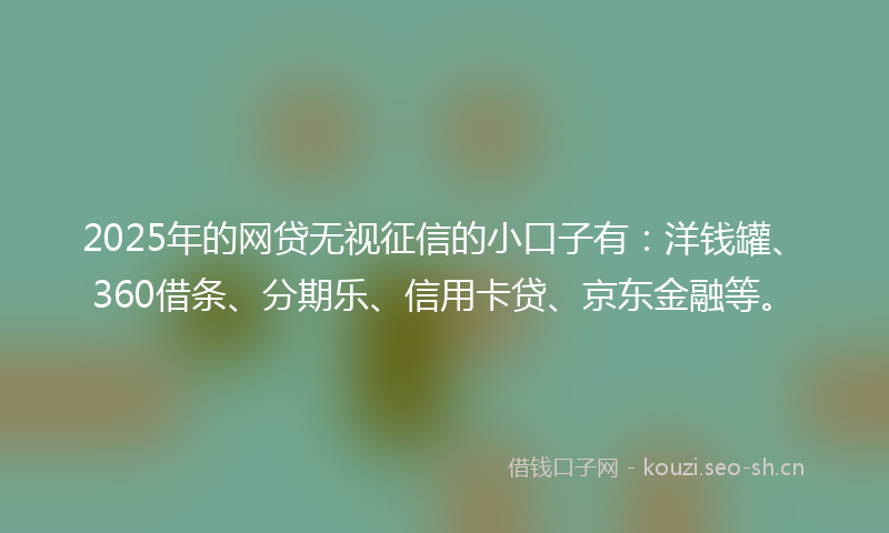 2025年的网贷无视征信的小口子有：洋钱罐、360借条、分期乐、信用卡贷、京东金融等。