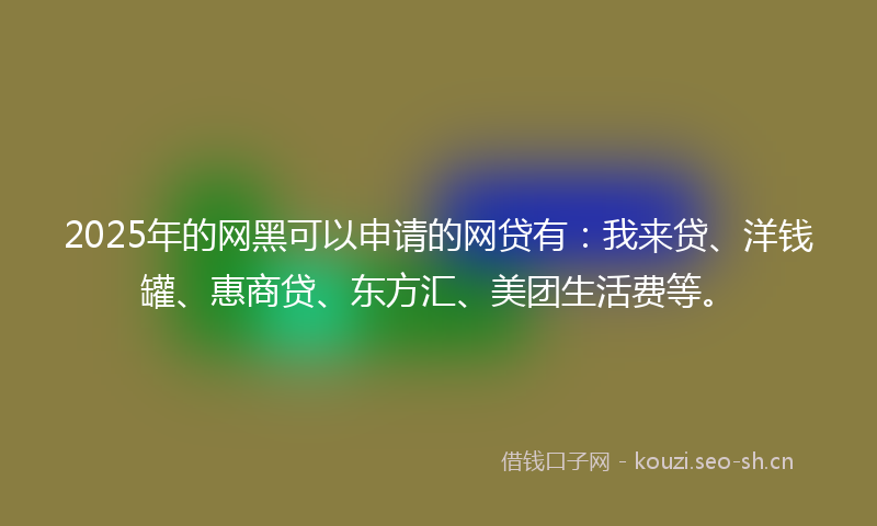 2025年的网黑可以申请的网贷有：我来贷、洋钱罐、惠商贷、东方汇、美团生活费等。