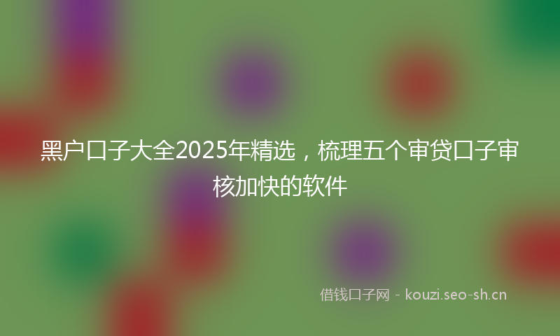 黑户口子大全2025年精选，梳理五个审贷口子审核加快的软件
