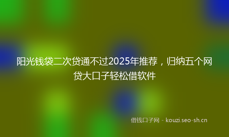 阳光钱袋二次贷通不过2025年推荐，归纳五个网贷大口子轻松借软件