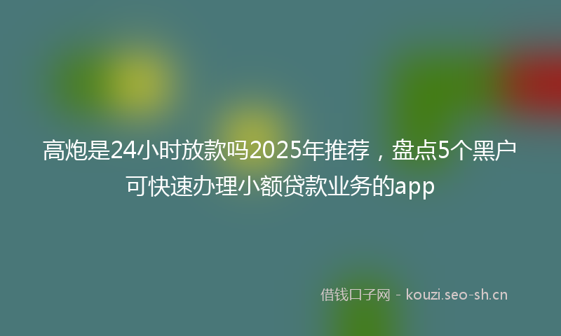 高炮是24小时放款吗2025年推荐，盘点5个黑户可快速办理小额贷款业务的app