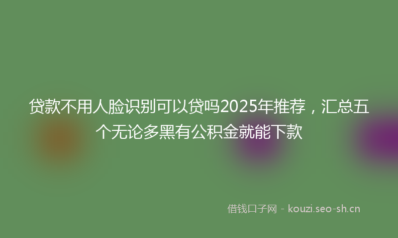 贷款不用人脸识别可以贷吗2025年推荐，汇总五个无论多黑有公积金就能下款