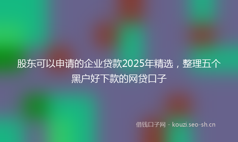 股东可以申请的企业贷款2025年精选，整理五个黑户好下款的网贷口子