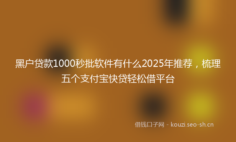 黑户贷款1000秒批软件有什么2025年推荐，梳理五个支付宝快贷轻松借平台