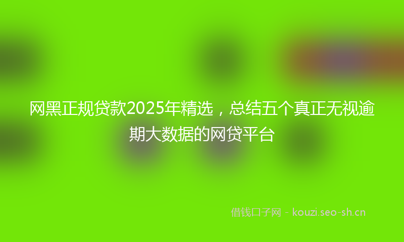 网黑正规贷款2025年精选，总结五个真正无视逾期大数据的网贷平台