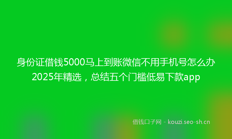 身份证借钱5000马上到账微信不用手机号怎么办2025年精选，总结五个门槛低易下款app