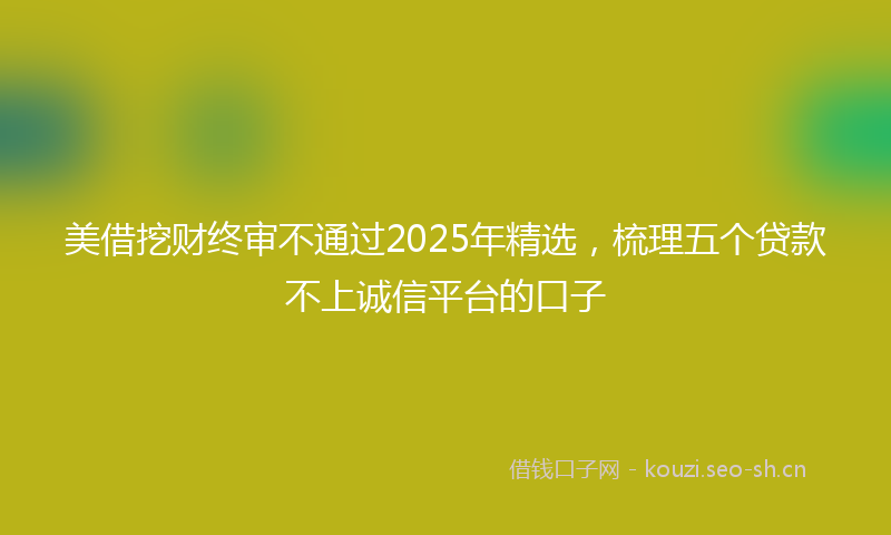 美借挖财终审不通过2025年精选，梳理五个贷款不上诚信平台的口子