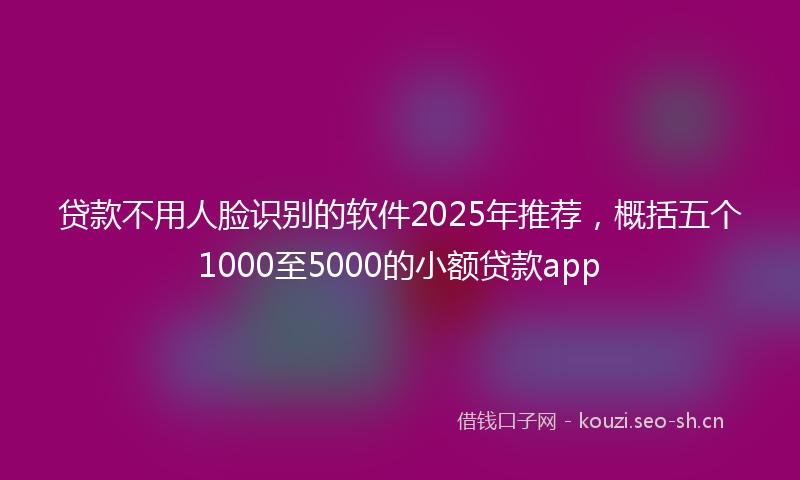 贷款不用人脸识别的软件2025年推荐，概括五个1000至5000的小额贷款app